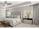 Bright main bedroom with tufted headboard, stylish side tables and windows with lots of light at 5925 Pine Bluff Dr, Cumming, GA 30040