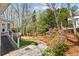 Picturesque backyard featuring a patio, lush greenery, and mature trees at 4840 Brent Knoll Ln, Suwanee, GA 30024