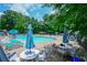 Community swimming pool surrounded by lounge chairs and tables, creating a relaxing atmosphere at 910 Brentwood Ave, Lawrenceville, GA 30044