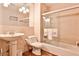Bathroom with sink, shower, toilet, and decorative towels at 1309 Brookshire Ne Ln, Brookhaven, GA 30319