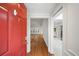Inviting entryway featuring hardwood floors and an open floor plan, seamlessly flowing into the living spaces at 1323 Christmas Ne Ln, Atlanta, GA 30329