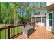 Expansive wooden deck with a railing, offering a serene view of the surrounding woods at 4103 Devon Wood Ne Dr, Marietta, GA 30066