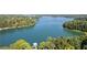 Scenic aerial view of a tranquil lake surrounded by lush greenery, offering a peaceful escape at 6160 Lake Lanier Heights Rd, Buford, GA 30518