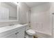 Clean bathroom with white vanity, toilet, and tub/shower combination at 700 Thomasville Se Blvd, Atlanta, GA 30315