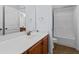 Bathroom with vanity, sink, mirror, toilet, shower with door, and tile flooring at 2050 Heritage Green Dr, Marietta, GA 30064