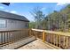 Spacious wood deck overlooks lush green space, providing a peaceful outdoor living and entertainment area at 3205 Tackett Rd, Douglasville, GA 30135