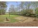 Expansive backyard area complete with a sand pit, benches, and mature trees offering shade and privacy at 4430 Tilly Mill Rd # 1304, Atlanta, GA 30360