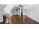 Bonus room with wood floors, ceiling fan, and access to a bathroom; perfect for a home office at 5660 Trout Creek Dr, Douglasville, GA 30135