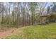 Home's backyard full of trees and greenery with an outdoor deck attached at 1007 Springharbor Walk, Woodstock, GA 30188