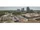 Wide aerial view of surrounding city, parking lots and office buildings, showing a great neighborhood at 750 Park Ne Ave # 18S, Atlanta, GA 30326