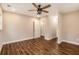 Bedroom featuring hardwood floors, a ceiling fan, and a closet at 2183 Seaman Cir, Atlanta, GA 30341