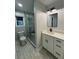 Modern bathroom featuring a glass enclosed shower, and modern white sink at 695 Pine Shadows Dr, Dallas, GA 30157