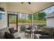 Relaxing screened porch with comfortable seating and a view of the landscaped backyard at 161 Grace Cir, Acworth, GA 30102
