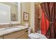 Full bathroom with granite counter tops and a shower/tub with curtain at 19 Lindley Nw Ave, Marietta, GA 30064