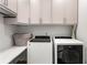 Efficient laundry room with ample cabinet space, modern washer and dryer, and convenient folding area at 914 Martin Nw St, Atlanta, GA 30318