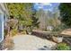 Back patio with stone pavers overlooks a well-manicured lawn and a charming backyard garden at 1239 Bonshaw Trl, Marietta, GA 30064