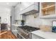 Modern kitchen with stainless steel appliances, gray cabinets, and quartz countertops at 2018 Presley Ne Way, Atlanta, GA 30317