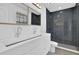 Modern bathroom featuring a double sink vanity, sleek fixtures, and tiled walk-in shower at 1449 Hoy Taylor Dr, Norcross, GA 30093