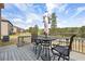 Inviting back deck featuring lake view and outdoor seating with an umbrella-shaded table at 1861 Poplar Falls Ave, Lithonia, GA 30058