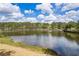 Scenic view of the lake surrounded by lush greenery and a cloudy sky at 1861 Poplar Falls Ave, Lithonia, GA 30058