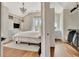 Spacious bedroom with hardwood floors, chandelier, and walk-in closet at 165 2Nd St, Fayetteville, GA 30214