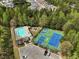 Birds eye view of neighborhood pool, playground, and tennis/basketball courts at 261 Silver Ridge Dr, Dallas, GA 30157