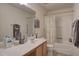 Bright bathroom featuring a vanity, toilet, and a shower with a shower curtain at 537 Rendezvous Rd, Acworth, GA 30102