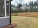 Large backyard featuring a wood fence and views of the surrounding forest at 122 Airmont Dr, Sharpsburg, GA 30277