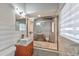 Modern bathroom featuring decorative wall tile, vessel sink and shower-tub combo at 3348 Lynnray Dr, Atlanta, GA 30340