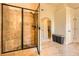 Modern bathroom featuring a glass enclosed tile shower with built-in bench at 349 Pennant Ln, Fairburn, GA 30213