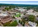 Aerial view of a vibrant downtown area with brick buildings, green spaces, and street parking at 306 Atley Pl, Alpharetta, GA 30009