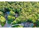 Aerial view of a house nestled among lush, mature trees, surrounded by other beautiful homes at 525 Sycamore Pt, Woodstock, GA 30189