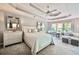 Spacious bedroom features a trey ceiling, large windows, and cozy seating area at 525 Sycamore Pt, Woodstock, GA 30189