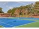 Community tennis court featuring blue and green court, trees surround the outdoor area at 2643 Herndon Nw Rd, Lawrenceville, GA 30043