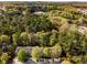 Drone shot of townhomes nestled within a canopy of green trees at 2864 Parkway Close, Lithonia, GA 30058