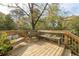 Wooden deck with built-in bench seating and views of lush greenery at 2877 Elliott Ne Cir, Atlanta, GA 30305