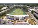 Aerial view of Topgolf, showing the green with targets, outdoor patio and parking at 1741 Liberty Nw Pkwy, Atlanta, GA 30318