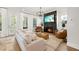 Bright living room with a fireplace, modern furnishings, and hardwood flooring at 2200 Cortland Rd, Milton, GA 30009