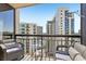 Two comfortable outdoor chairs sit on this home's private balcony at 3481 Lakeside Ne Dr # 2203, Atlanta, GA 30326