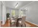 Dining room with natural light, modern lighting, and a glass table at 904 Little River Ln, Woodstock, GA 30189