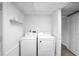 Functional laundry area featuring a washer and dryer with storage space at 3073 Henderson Mill Rd, Atlanta, GA 30341