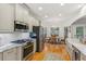 Modern kitchen with stainless steel appliances and a sunlit dining area at 4155 Summit Gate Dr, Suwanee, GA 30024