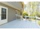 A view of a back deck with a white railing and door leading into the home at 1468 Cheyenne Ct, Stone Mountain, GA 30087