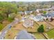 Aerial view of the neighborhood showcases beautiful homes with well-manicured lawns and mature trees at 4560 Evandale Way, Cumming, GA 30040