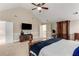Large main bedroom with vaulted ceiling, ceiling fan, and ample space at 4560 Evandale Way, Cumming, GA 30040