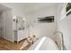 Bright bathroom features a soaking tub, marble countertops, and hardwood floors at 1503 Emory Ne Rd, Atlanta, GA 30306