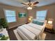 Cozy bedroom featuring a white bed, modern lamps, and stylish decor at 1968 Copperfield Cir, Decatur, GA 30035