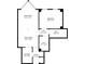 Floor plan with dimensions for the living room, dining area, kitchen, bedroom, bathroom, and walk in closet at 2870 Pharr Court South Nw # 1209, Atlanta, GA 30305