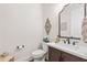 Cozy half-bathroom with stylish vanity and modern fixtures, perfect for guests at 432 Horizon Trl, Canton, GA 30114