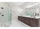 Beautiful bathroom featuring marble floors, double vanity, and a luxurious glass shower at 432 Horizon Trl, Canton, GA 30114